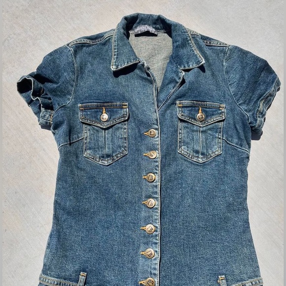 Y2K Bisou Bisou Full Denim Jumpsuit- Size Medium - Picture 8 of 9